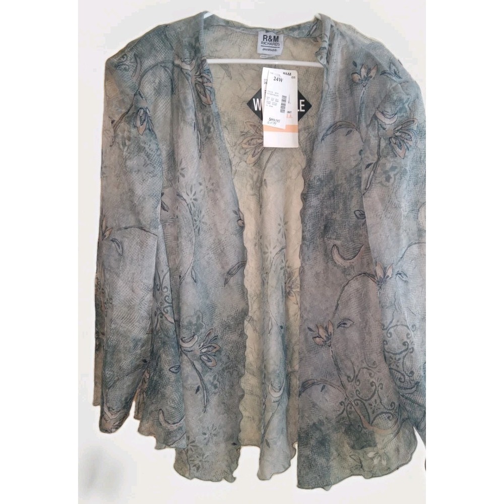 NWT R&M Richards SZ 24W Sheer Flowy Kimono Style Duster Cardigan GOTH GRUNGE USA